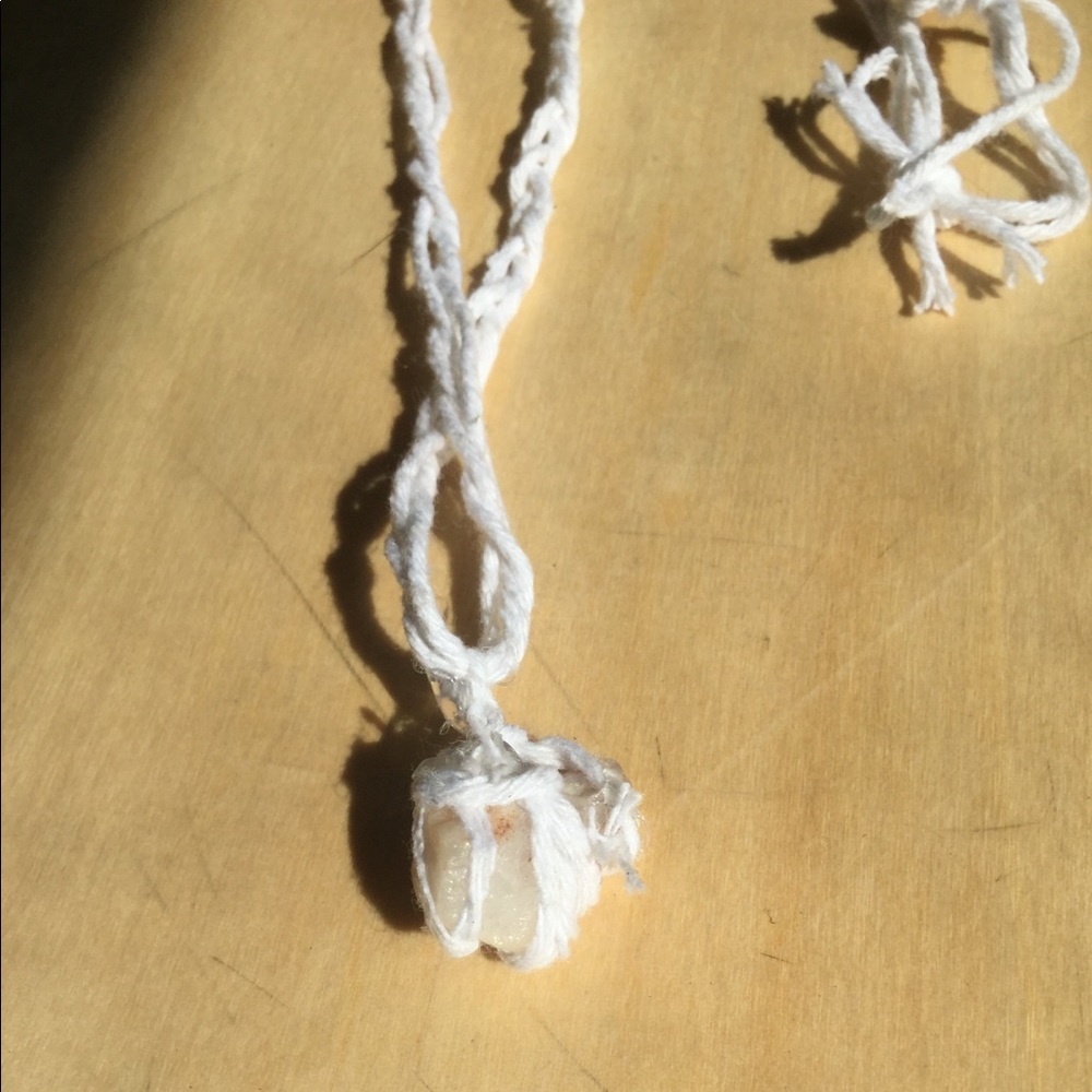 Homemade hemp rope / quartz braided necklace